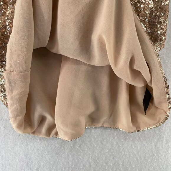 Bebe Party Blouse Womens S Pink Rose Gold Sleeveless Sparkle Sequined Keyhole - Picture 9 of 12